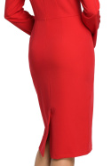 Sukienka midi z falbankami na ramieniu długi rękaw czerwona rM me326