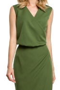 Sukienka ołówkowa midi na zakładkę bez rękawów zielona rXXL me395