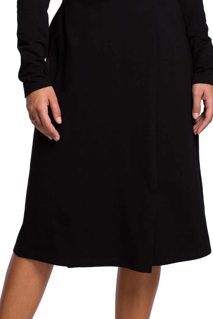 Sukienka kopertowa midi z długim rękawem i dekoltem V czarna B161