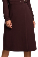 Sukienka kopertowa midi z długim rękawem i dekoltem V brązowa B161