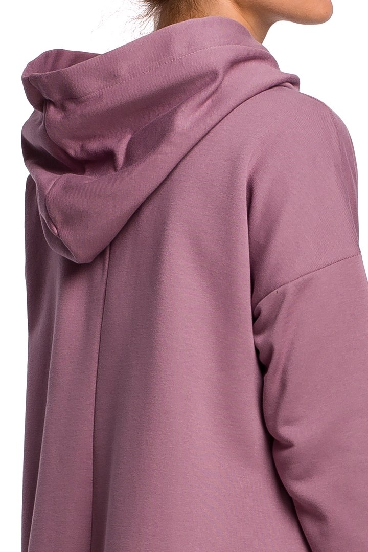 Bluza damska z kapturem oraz asymetrycznym rozcięciem wrzosowa B179 Bluza damska z kapturem oraz asymetrycznym rozcięciem wrzosowa B179