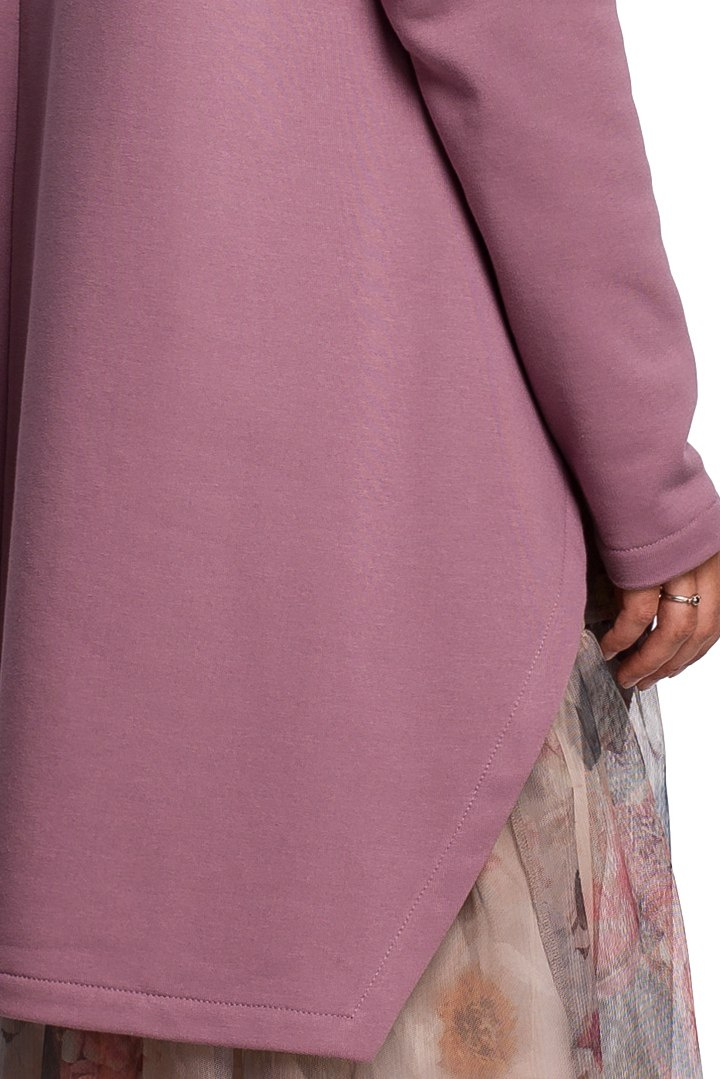 Bluza damska z kapturem oraz asymetrycznym rozcięciem wrzosowa B179 Bluza damska z kapturem oraz asymetrycznym rozcięciem wrzosowa B179