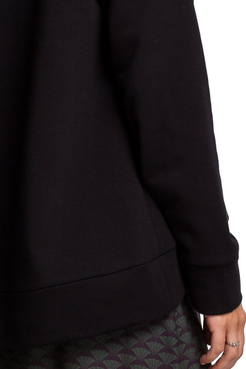 Bluza damska z kapturem i kieszenią kangurek dzianina czarna B166 Bluza damska z kapturem i kieszenią kangurek dzianina czarna B166