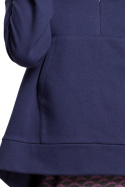 Bluza damska z kapturem i kieszenią kangurek dzianina niebieska B166