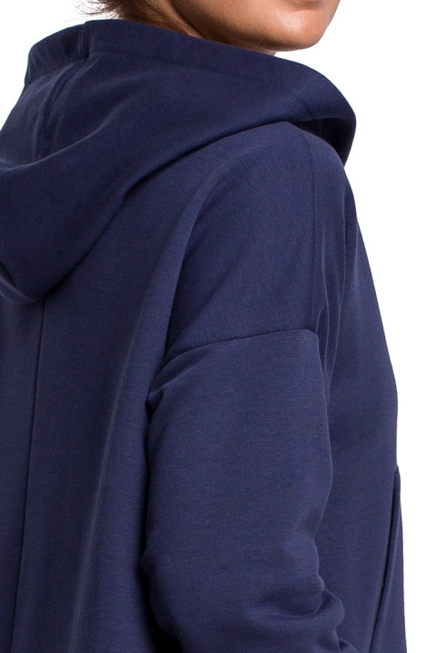 Bluza damska z kapturem i kieszenią kangurek dzianina niebieska B166 Bluza damska z kapturem i kieszenią kangurek dzianina niebieska B166