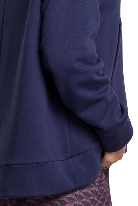 Bluza damska z kapturem i kieszenią kangurek dzianina niebieska B166 Bluza damska z kapturem i kieszenią kangurek dzianina niebieska B166