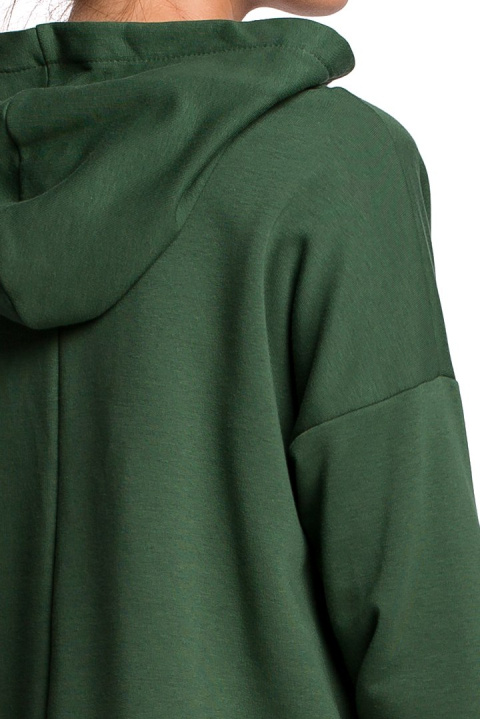 Bluza damska z kapturem i kieszenią kangurek dzianina zielona B166 Bluza damska z kapturem i kieszenią kangurek dzianina zielona B166