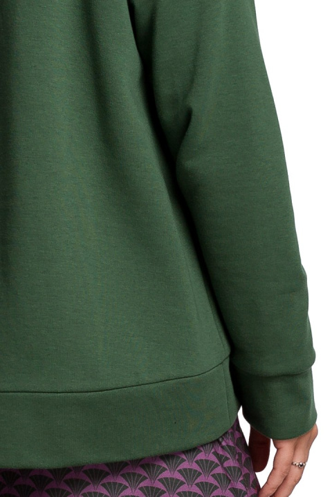 Bluza damska z kapturem i kieszenią kangurek dzianina zielona B166 Bluza damska z kapturem i kieszenią kangurek dzianina zielona B166