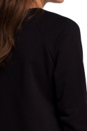 Bluza damska z nadrukiem i długim rękawem dzianina czarna B167