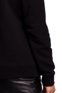 Bluza damska z nadrukiem i długim rękawem dzianina czarna B167