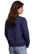 Bluza damska z nadrukiem i długim rękawem dzianina niebieska B167