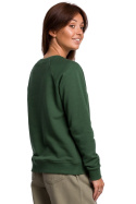 Bluza damska z nadrukiem i długim rękawem dzianina zielona B167