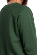 Bluza damska z nadrukiem i długim rękawem dzianina zielona B167