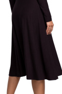 Sukienka kopertowa rozkloszowana midi z wiązaniem gładka czarna B184