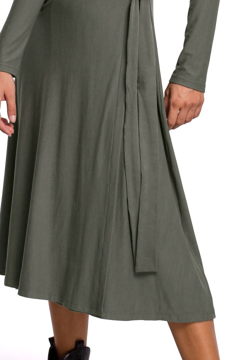 Sukienka kopertowa rozkloszowana midi z wiązaniem gładka khaki B184 Sukienka kopertowa rozkloszowana midi z wiązaniem gładka khaki B184