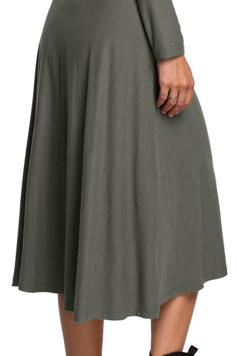 Sukienka kopertowa rozkloszowana midi z wiązaniem gładka khaki B184 Sukienka kopertowa rozkloszowana midi z wiązaniem gładka khaki B184