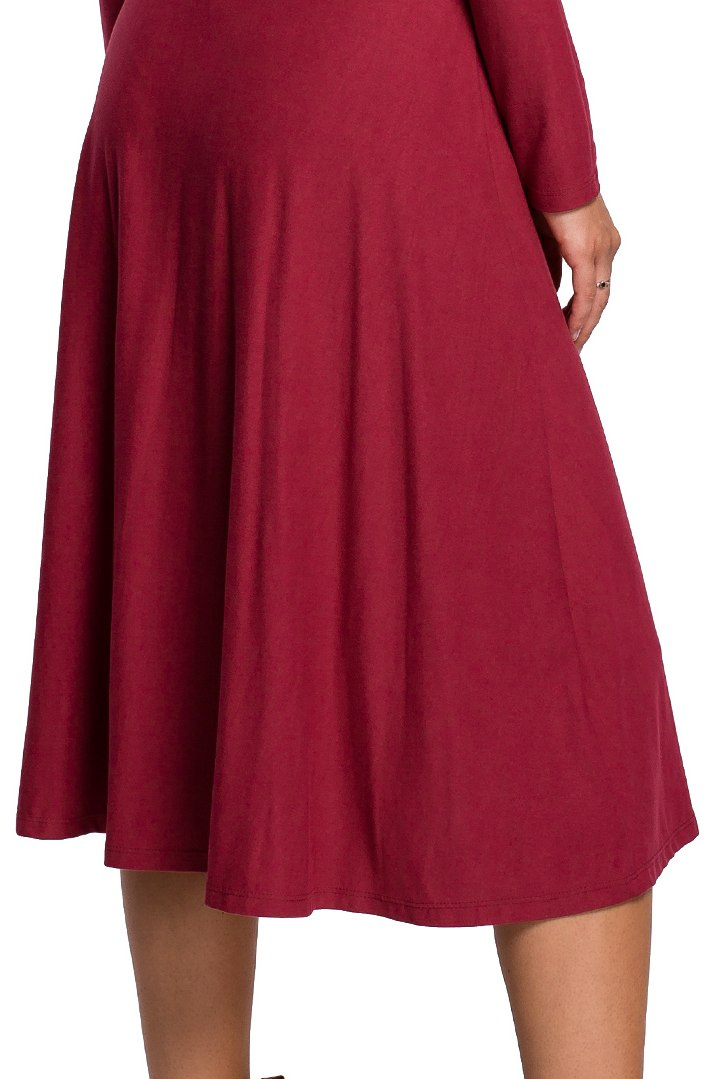 Sukienka kopertowa rozkloszowana midi z wiązaniem gładka wiśniowa B184