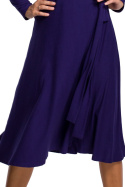 Sukienka kopertowa rozkloszowana midi z wiązaniem gładka indygo B184