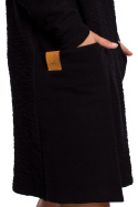 Prosta sukienka midi z wysokim kołnierzem długi rękaw czarna B177