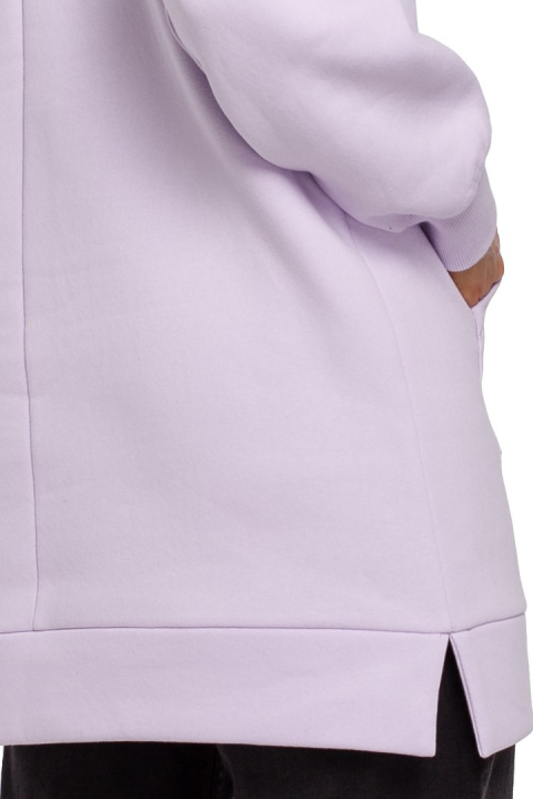 Długa bluza damska oversize z kapturem i kieszenią liliowa me534 Długa bluza damska oversize z kapturem i kieszenią liliowa me534