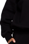 Bluza damska dresowa oversize z haftem na przodzie czarna me536