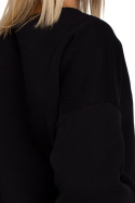 Bluza damska dresowa oversize z haftem na przodzie czarna me536