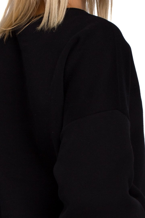 Bluza damska dresowa oversize z haftem na przodzie czarna me536 Bluza damska dresowa oversize z haftem na przodzie czarna me536