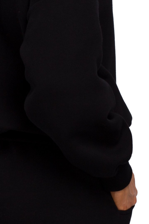 Bluza damska dresowa oversize z haftem na przodzie czarna me536 Bluza damska dresowa oversize z haftem na przodzie czarna me536