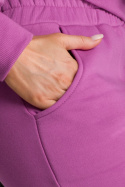 Spodnie damskie dresowe z kieszeniami i gumą w pasie lawendowe me535