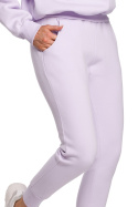 Spodnie damskie dresowe z kieszeniami i gumą w pasie liliowe me535