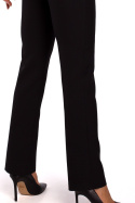 Spodnie damskie z wysokim stanem i prostymi nogawkami czarne me530