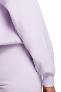 Bluza damska dresowa oversize z haftem na przodzie liliowa me536
