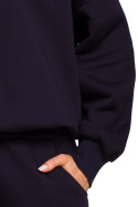Bluza damska dresowa oversize z haftem na przodzie granatowa me536