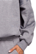 Bluza damska dresowa oversize z haftem na przodzie stalowa me536
