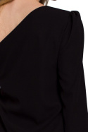 Bluzka damska asymetryczna na jedno ramię jeden rękaw czarna K080