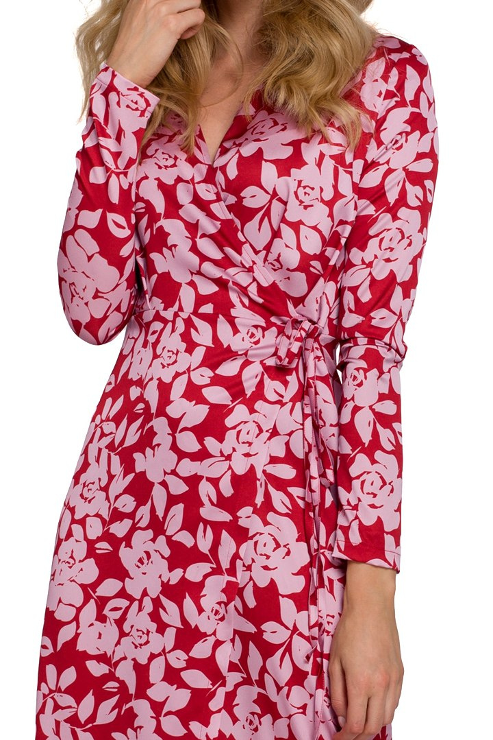 Sukienka kopertowa maxi w kwiaty na zakładkę z wiązaniem m1 K083 Sukienka kopertowa maxi w kwiaty na zakładkę z wiązaniem m1 K083