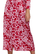 Sukienka kopertowa maxi w kwiaty na zakładkę z wiązaniem m1 K083