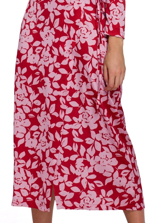Sukienka kopertowa maxi w kwiaty na zakładkę z wiązaniem m1 K083 Sukienka kopertowa maxi w kwiaty na zakładkę z wiązaniem m1 K083