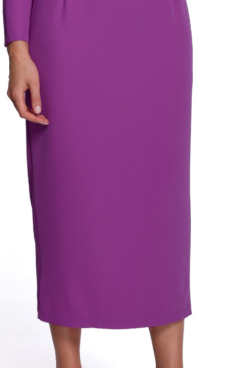 Elegancka sukienka ołówkowa midi z długim rękawem lawendowa K079 Elegancka sukienka ołówkowa midi z długim rękawem lawendowa K079