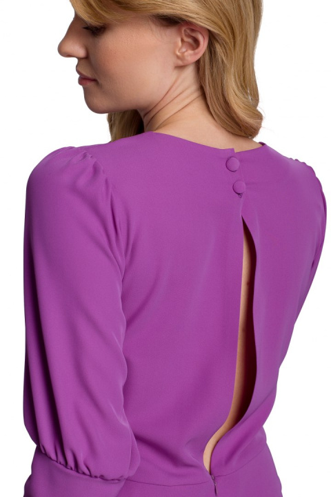 Elegancka sukienka ołówkowa midi z długim rękawem lawendowa K079 Elegancka sukienka ołówkowa midi z długim rękawem lawendowa K079