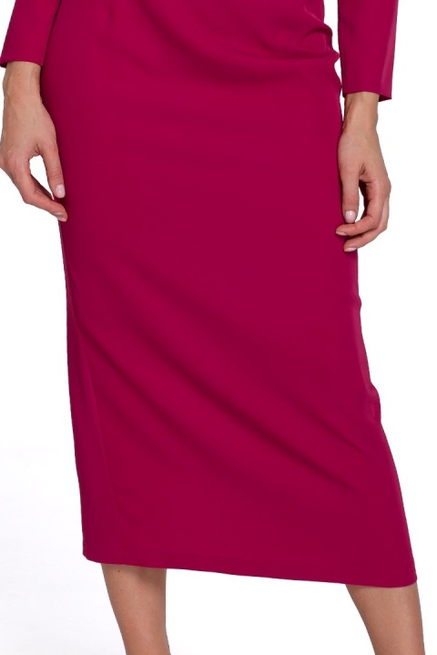 Elegancka sukienka ołówkowa midi z długim rękawem śliwkowa K079 Elegancka sukienka ołówkowa midi z długim rękawem śliwkowa K079