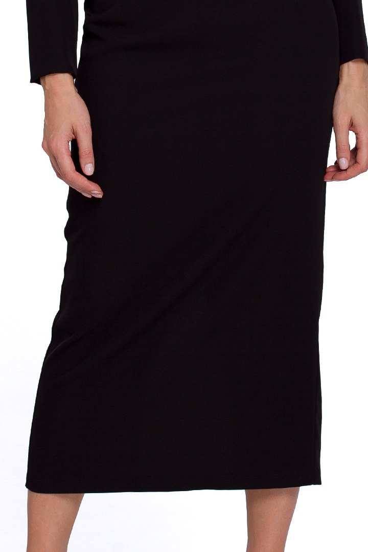 Elegancka sukienka ołówkowa midi z długim rękawem czarna K079