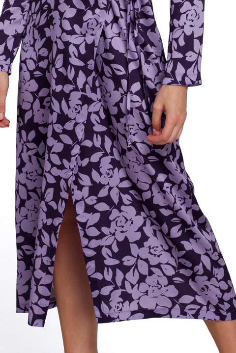 Sukienka kopertowa maxi w kwiaty na zakładkę z wiązaniem m2 K083 Sukienka kopertowa maxi w kwiaty na zakładkę z wiązaniem m2 K083