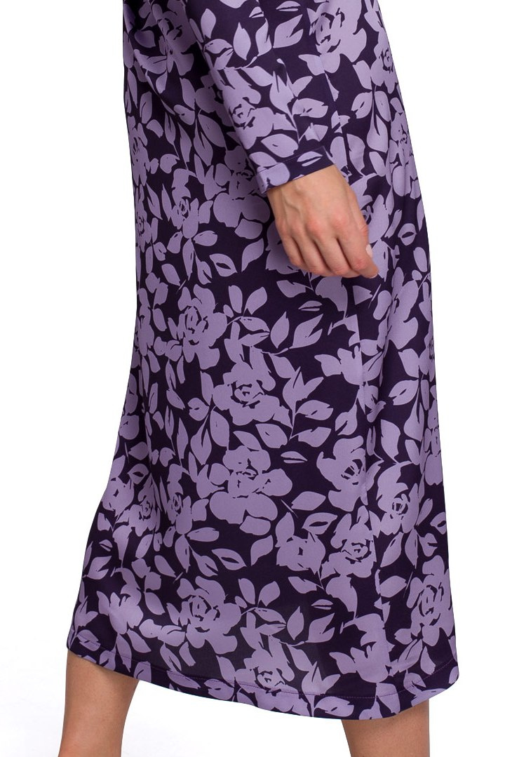 Sukienka kopertowa maxi w kwiaty na zakładkę z wiązaniem m2 K083