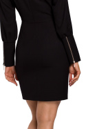 Sukienka dopasowana mini z długim bufiastym rękawem czarna me546