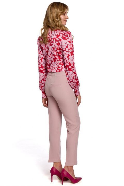Elegancka bluzka damska na zakładkę w kwiaty długi rękaw m1 K088 Elegancka bluzka damska na zakładkę w kwiaty długi rękaw m1 K088