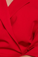 Sukienka midi asymetryczna z rękawem 3/4 i dekoltem V czerwona K086