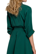 Sukienka midi asymetryczna z rękawem 3/4 i dekoltem V zielona K086