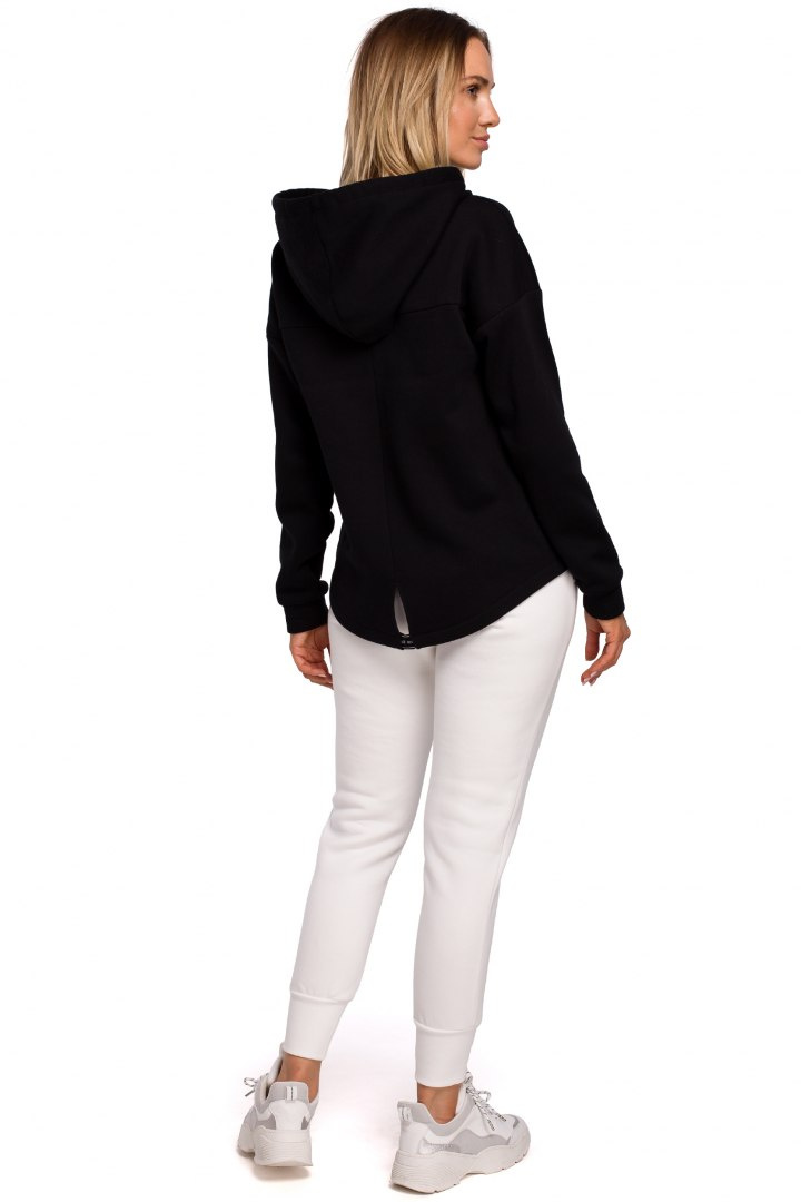 Bluza damska oversize dzianinowa z kapturem zasuwana czarna me550 Bluza damska oversize dzianinowa z kapturem zasuwana czarna me550