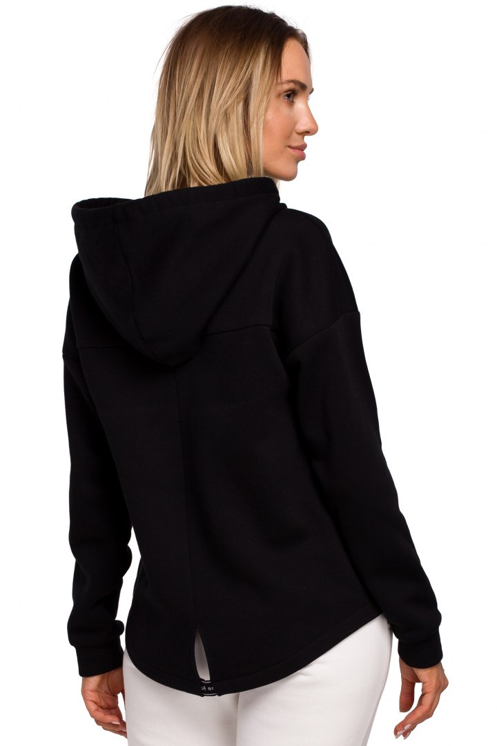 Bluza damska oversize dzianinowa z kapturem zasuwana czarna me550 Bluza damska oversize dzianinowa z kapturem zasuwana czarna me550